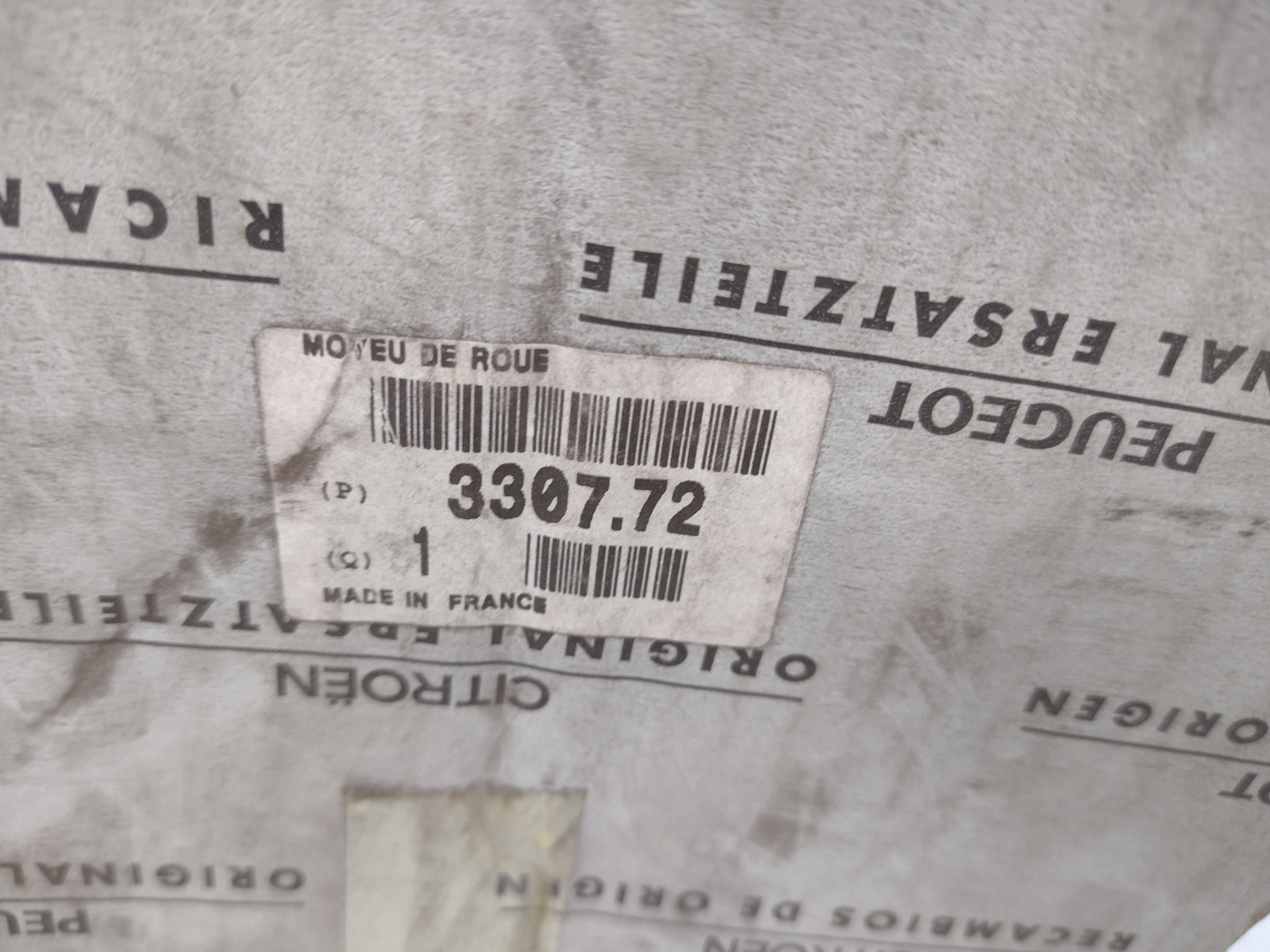 Peugeot / Citroen RADNABE VORN 330772 NOS NEW OEM