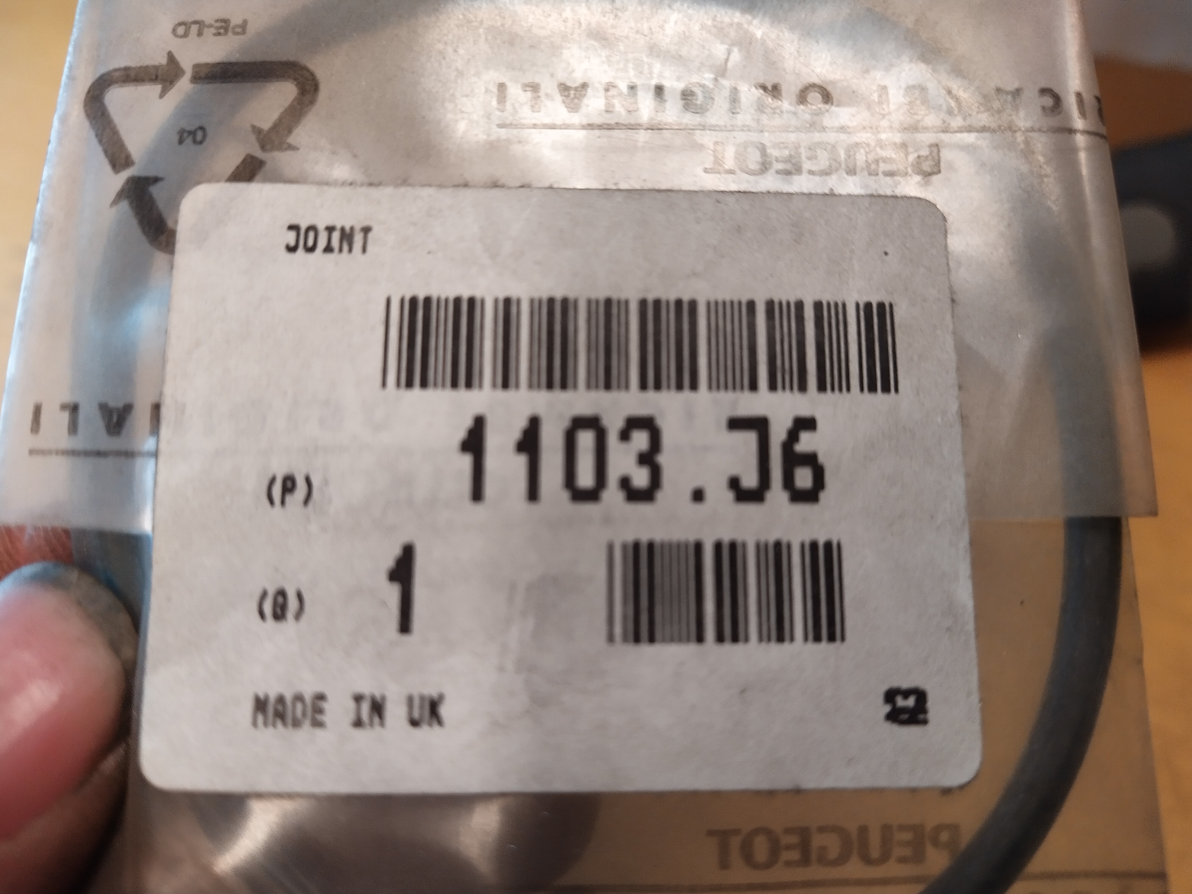 Citroen / PEUGEOT Dichtung, Ölfiltergehäuse 1103J6 NEU NOS