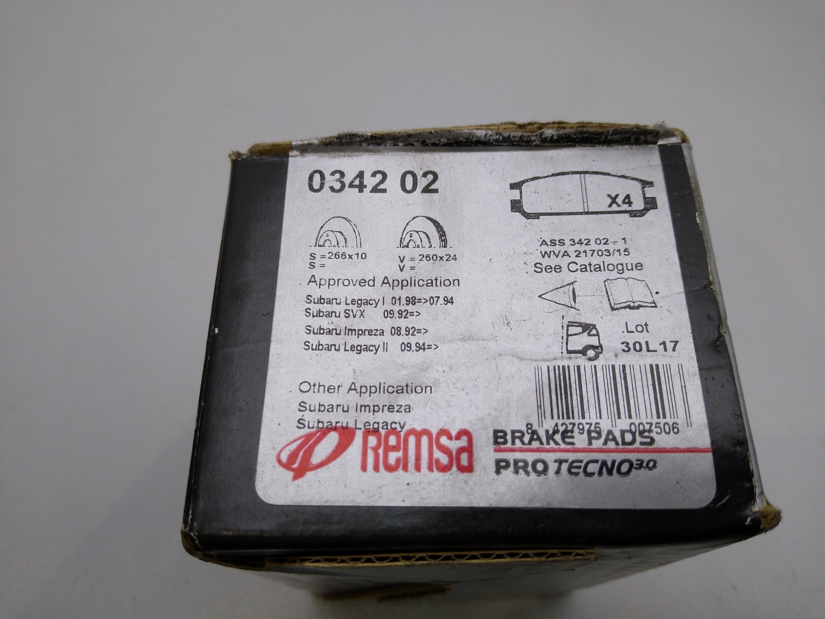 Remsa Bremsbelag Bremsbeläge hinten 034202 für Subaru Impreza GC GF 93-00