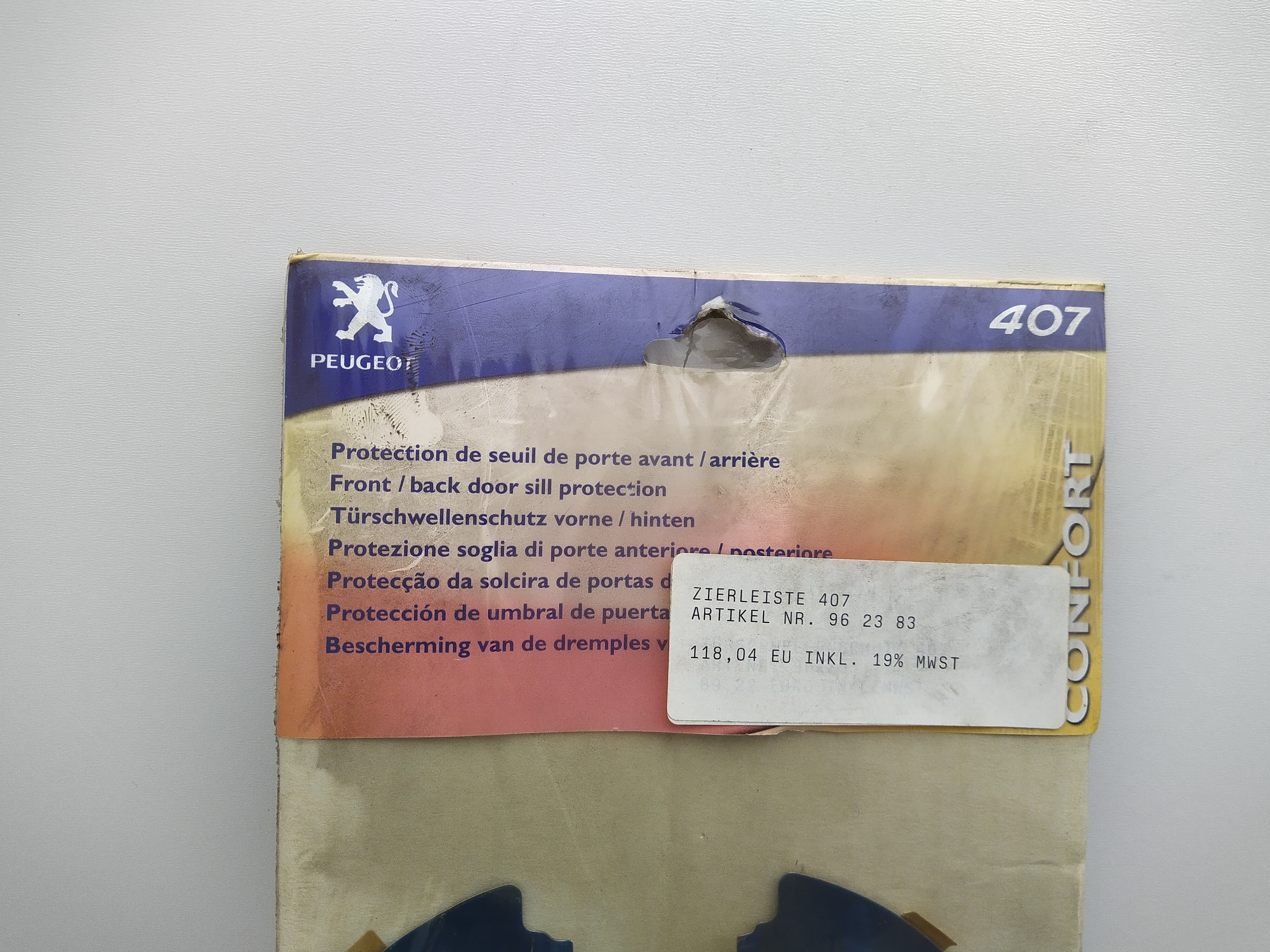 PEUGEOT 407 TÜRSCHWELLENLEISTEN VORNE UND HINTEN EDELSTAHL GEBÜRSTET 962383 NEU NOS