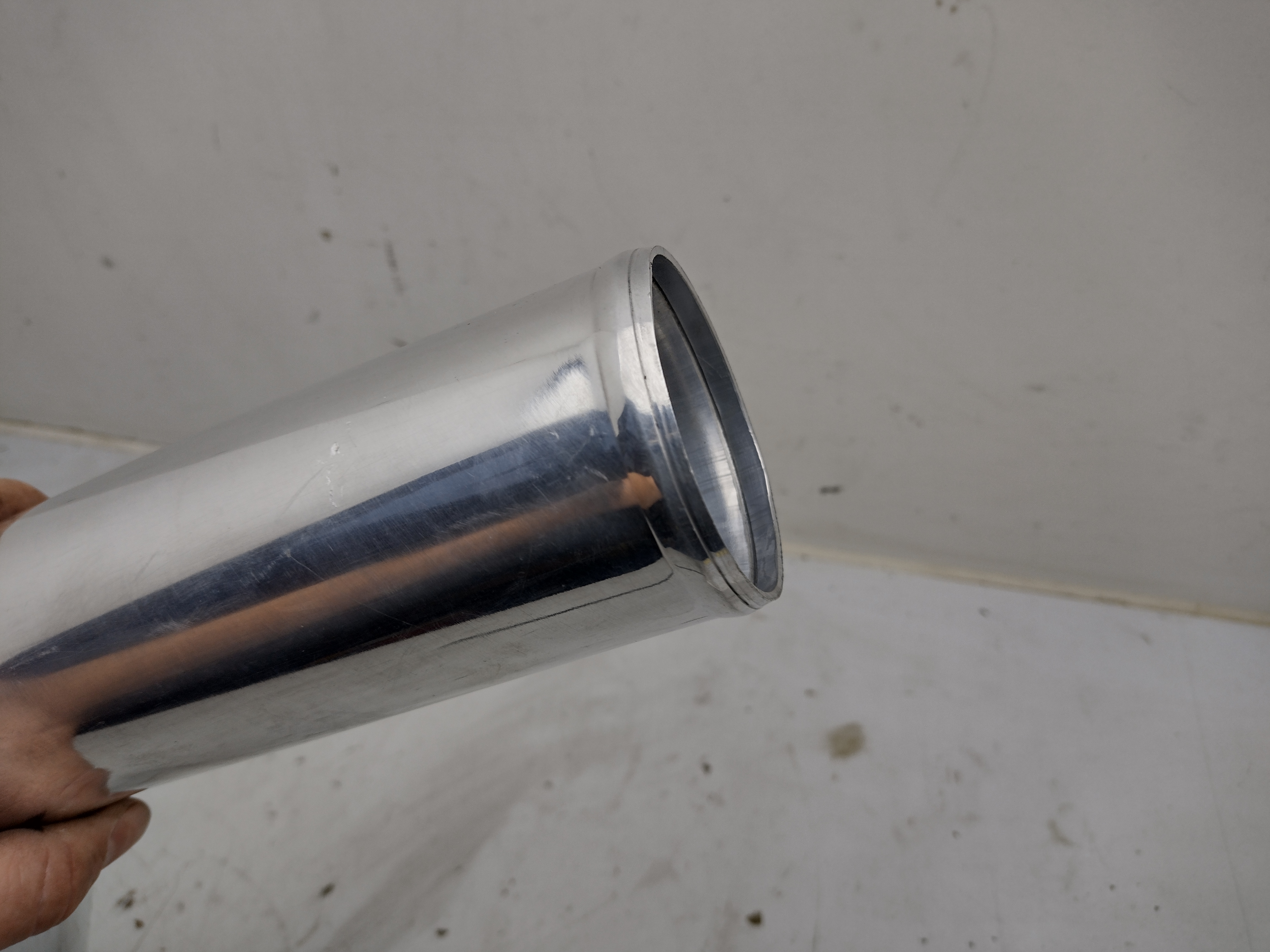 Alubogen 45° mit 76mm Durchmesser, gezogen, poliert