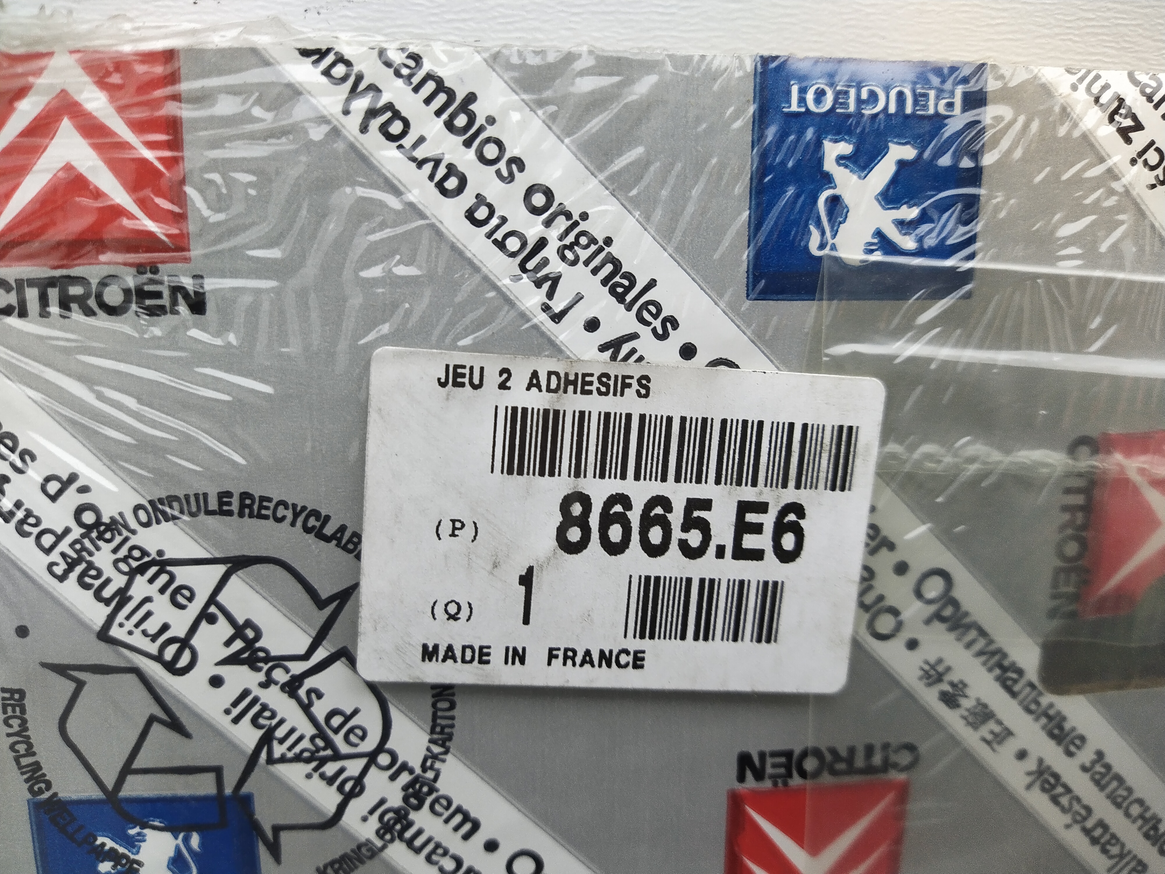 Original Peugeot 307 Satz Türaufkleber vorne 8665E6 NEU NOS