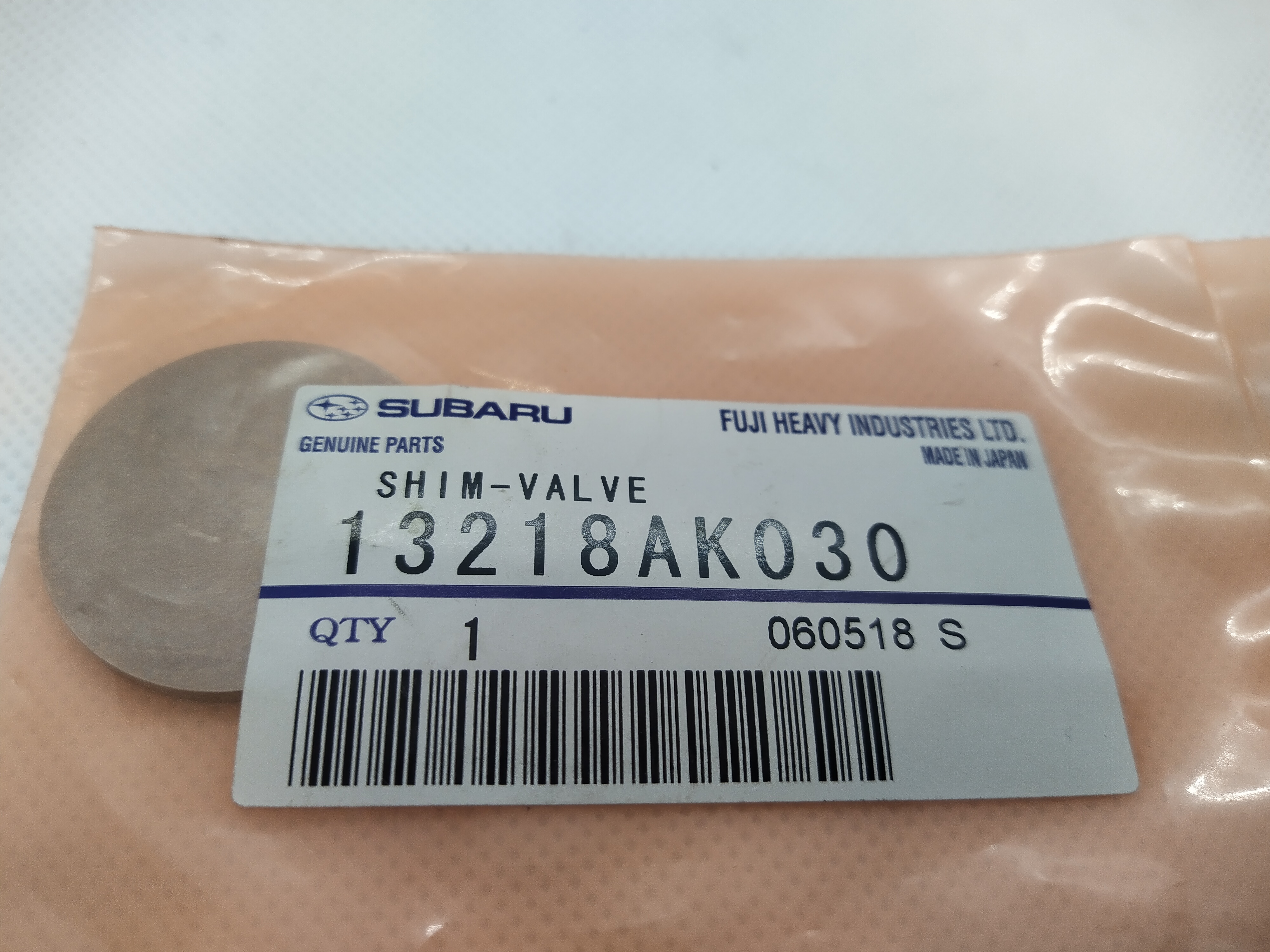 Ventileinstellplättchen SHIM-VAVLE SUBARU 204 13218AK030 Impreza / Leagcy / Forester