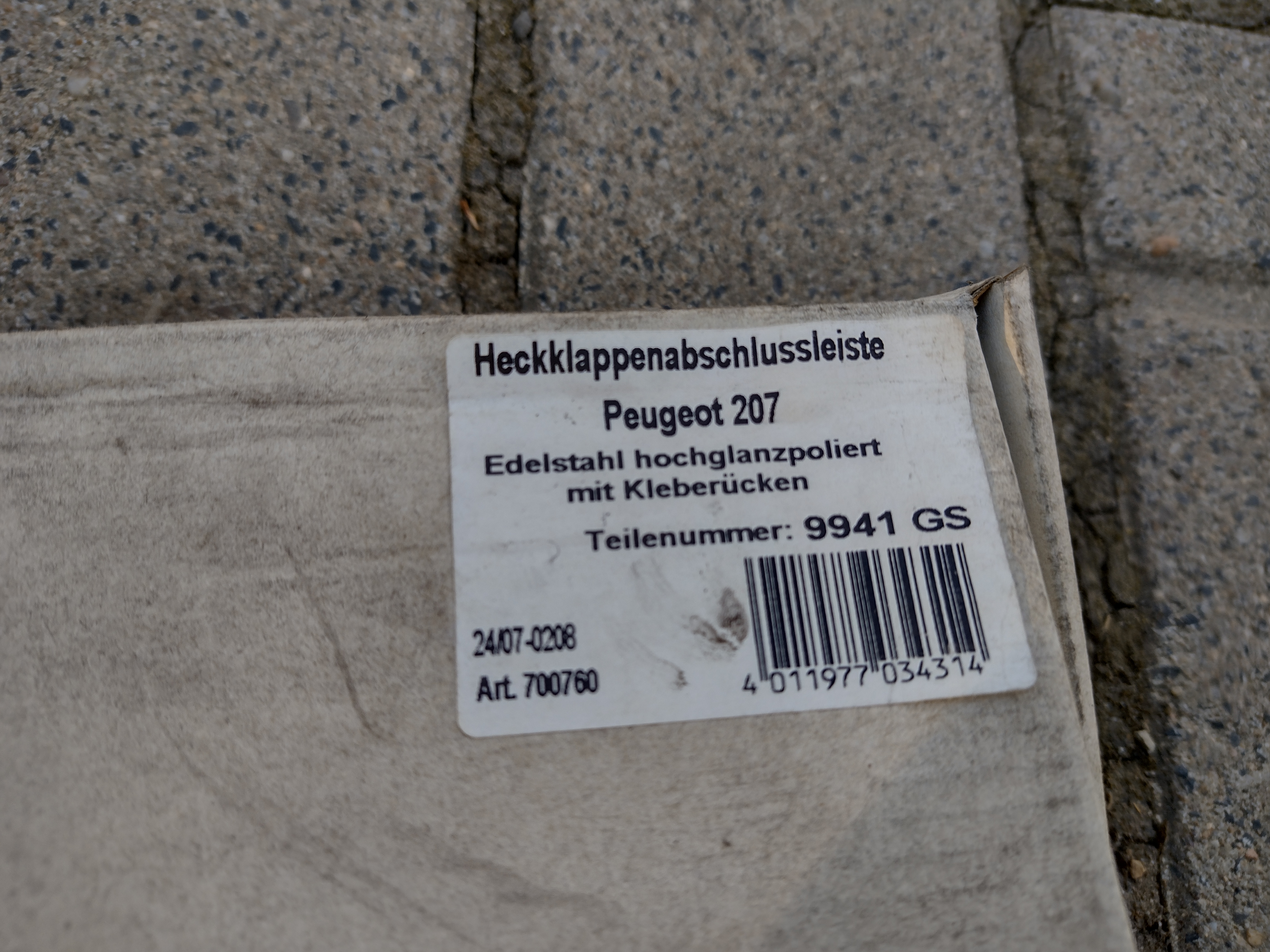 Peugeot 207 Edelstahl Heckklappenabschlussleiste 9941GS NEU NOS NEW OEM