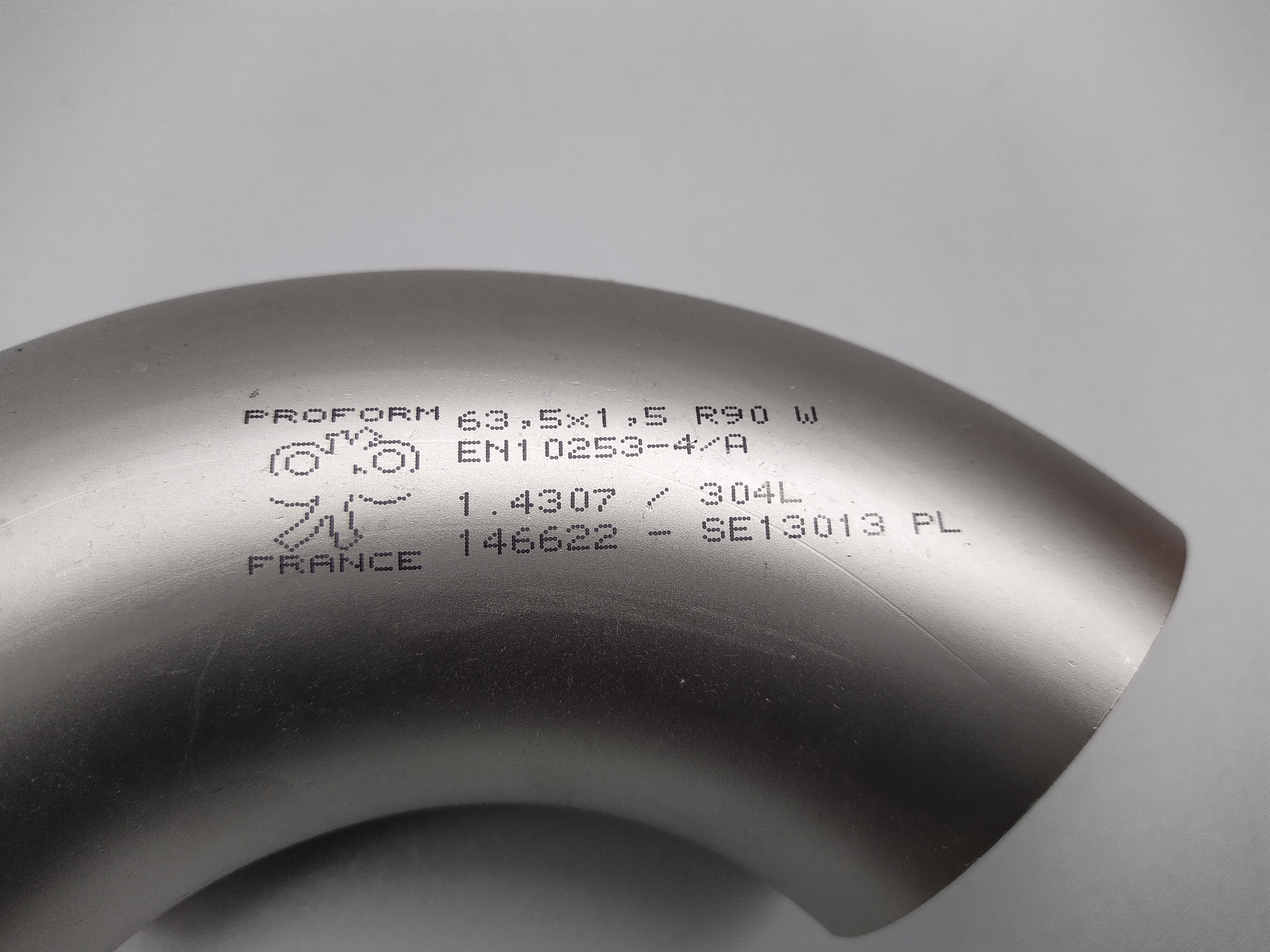63,5x1,5mm 2,5 Zoll 90 Grad Bogen Edelstahl V2A