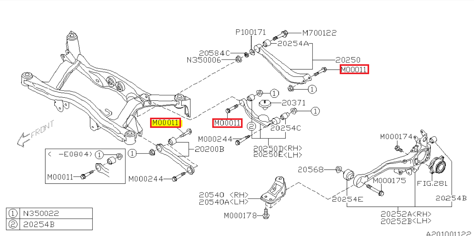 Schraube Lenker hinten für WRX/STI, WRX STI 2014+, Forester 1998+, Legacy, Outback, BRZ, XV - 901000110 901000110