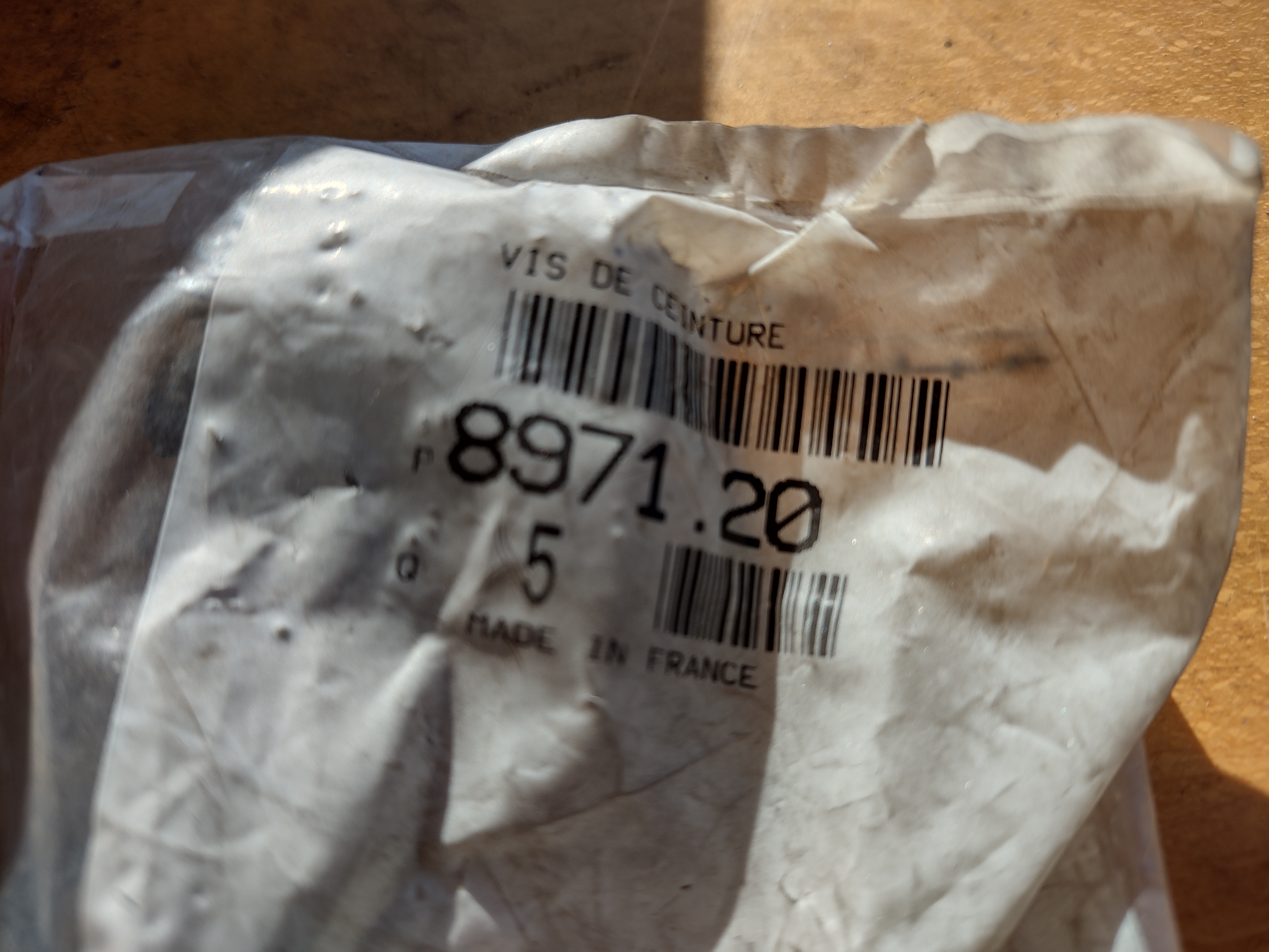 Peugeot / Citroen Schraube Gurtschloß vorne 897120 NEU NOS NEW OEM