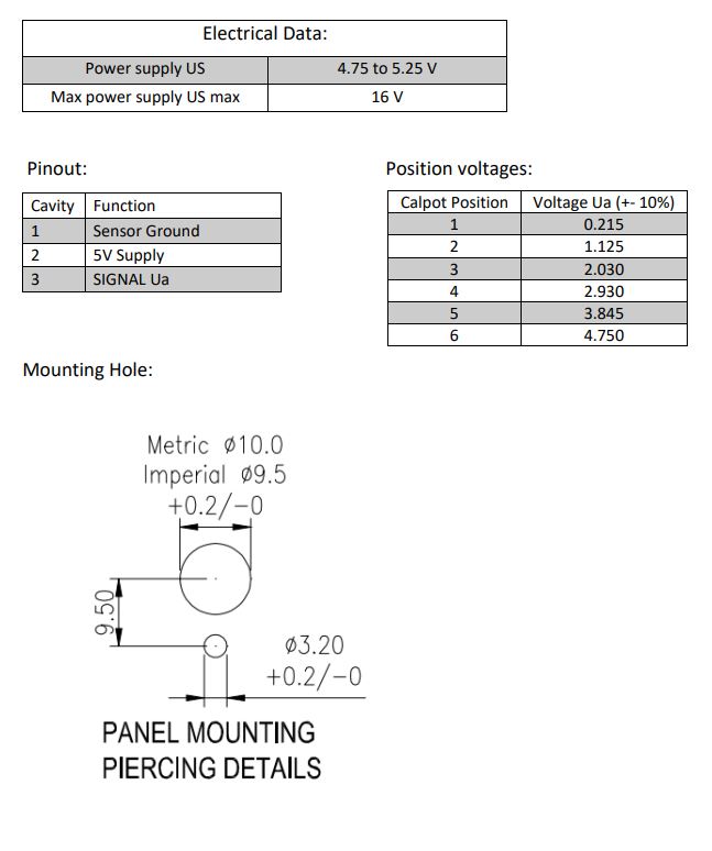 6 Positionen Drehschalter 5V ideal für Ecumaster EMU MaxxECU usw.