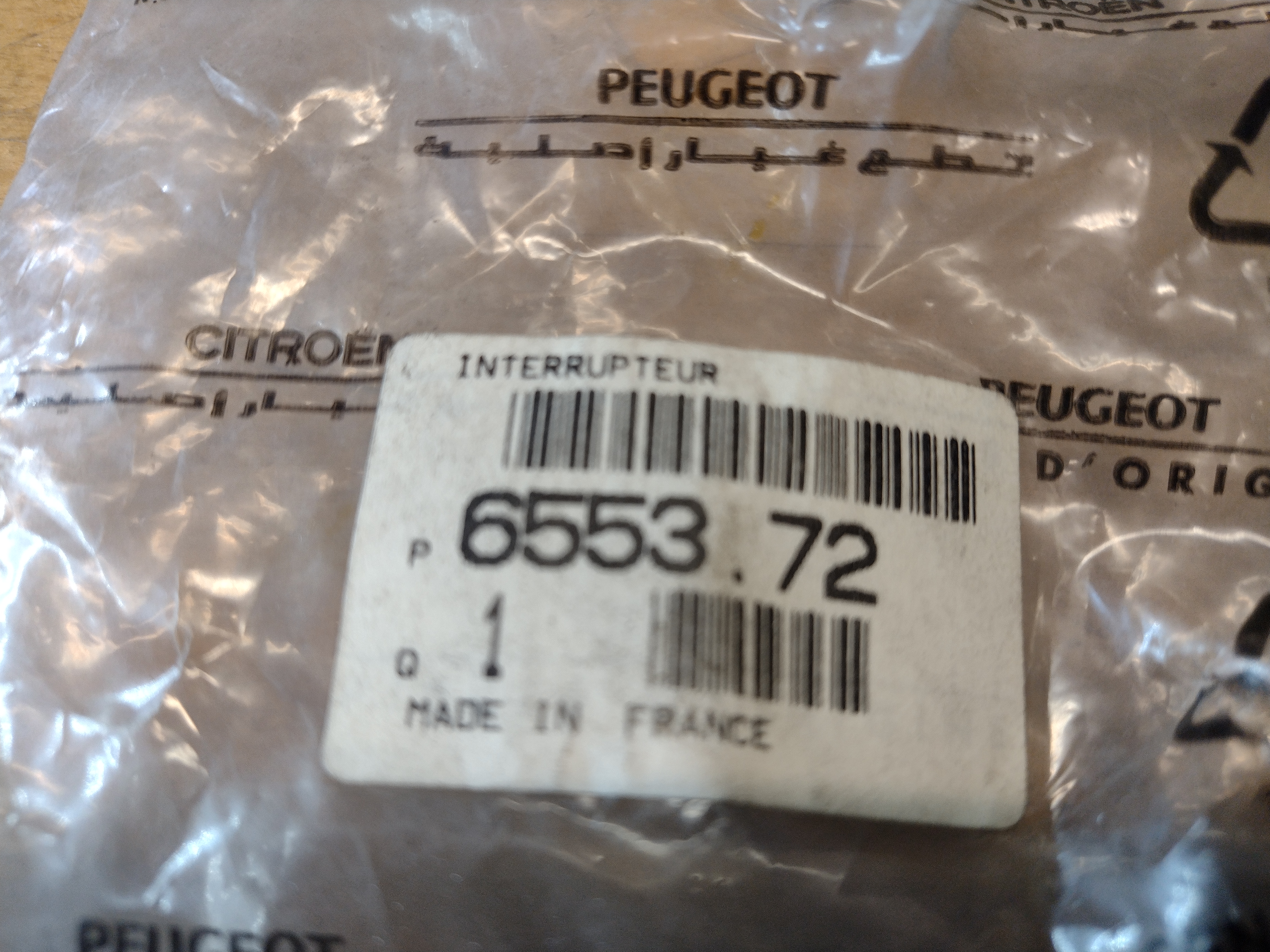 Peugeot 305 309 Schalter, Schiebedach 655372 NEU NOS NEW OEM