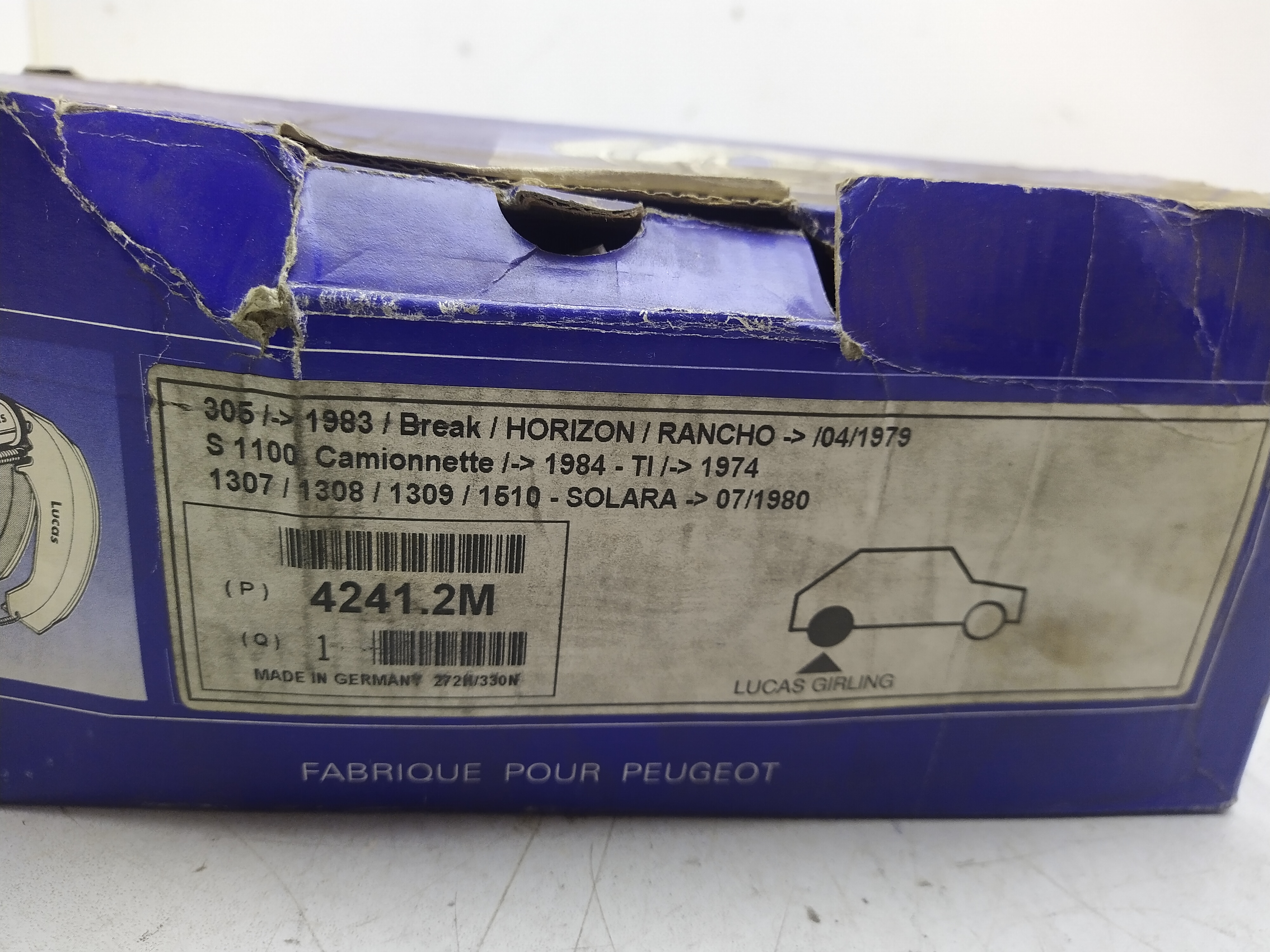 Peugeot Bremsensatz, Trommelbremse 42412M NEU NOS NEW