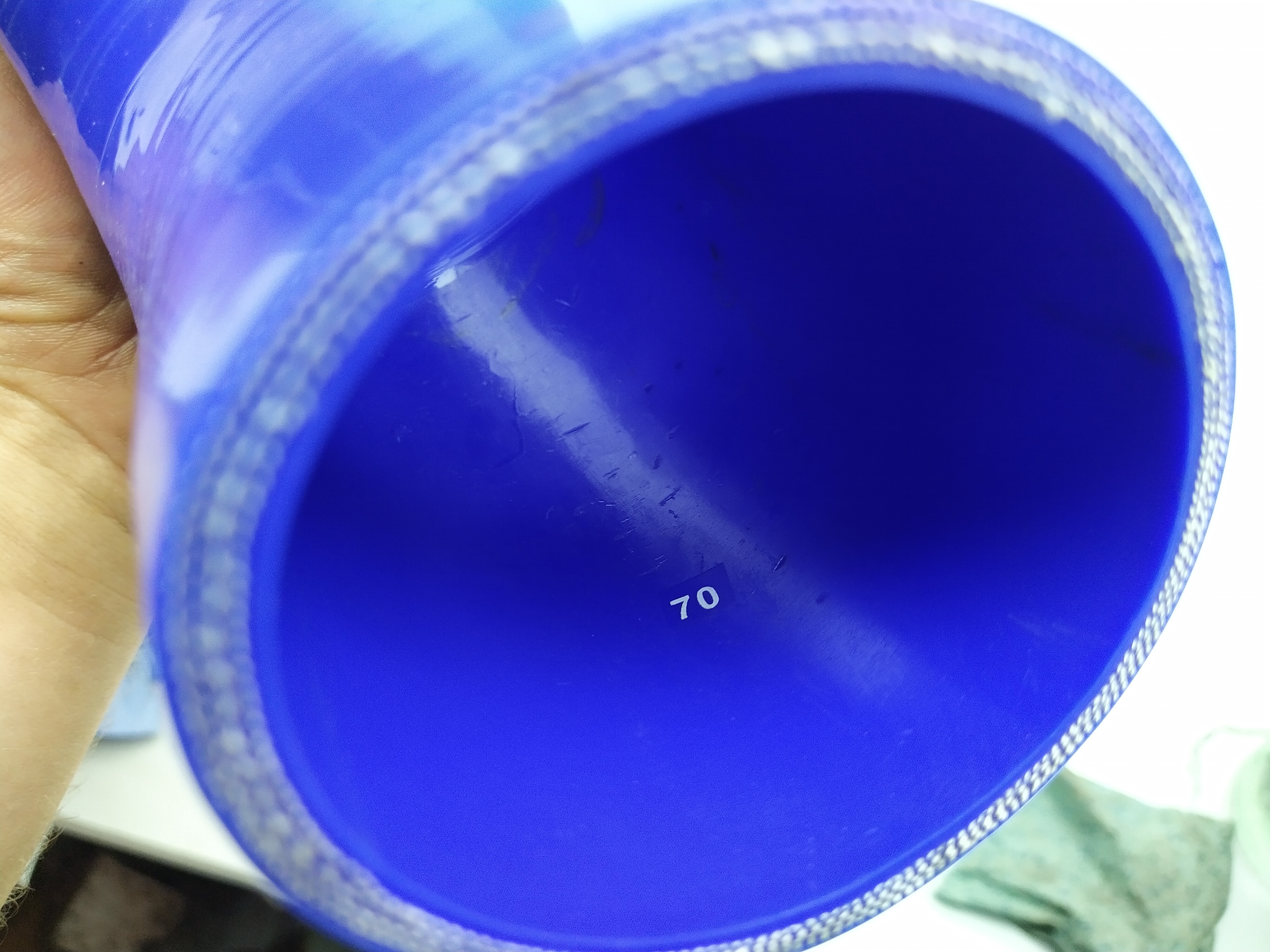 Silikonbogen 90°, 70mm, blau B WARE