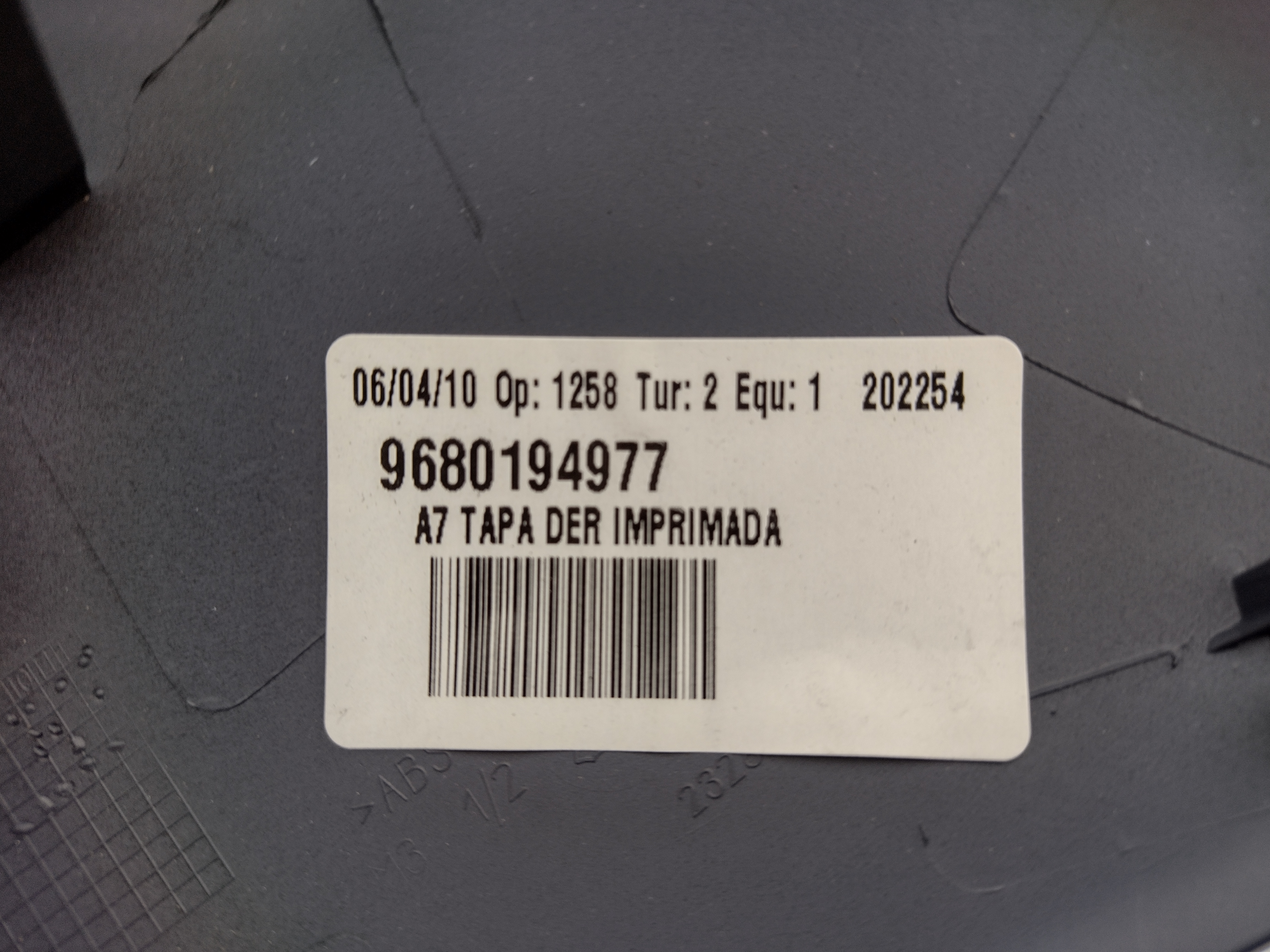 rechte Spiegelkappe für Peugeot 207 9680194977 NOS NEW OEM
