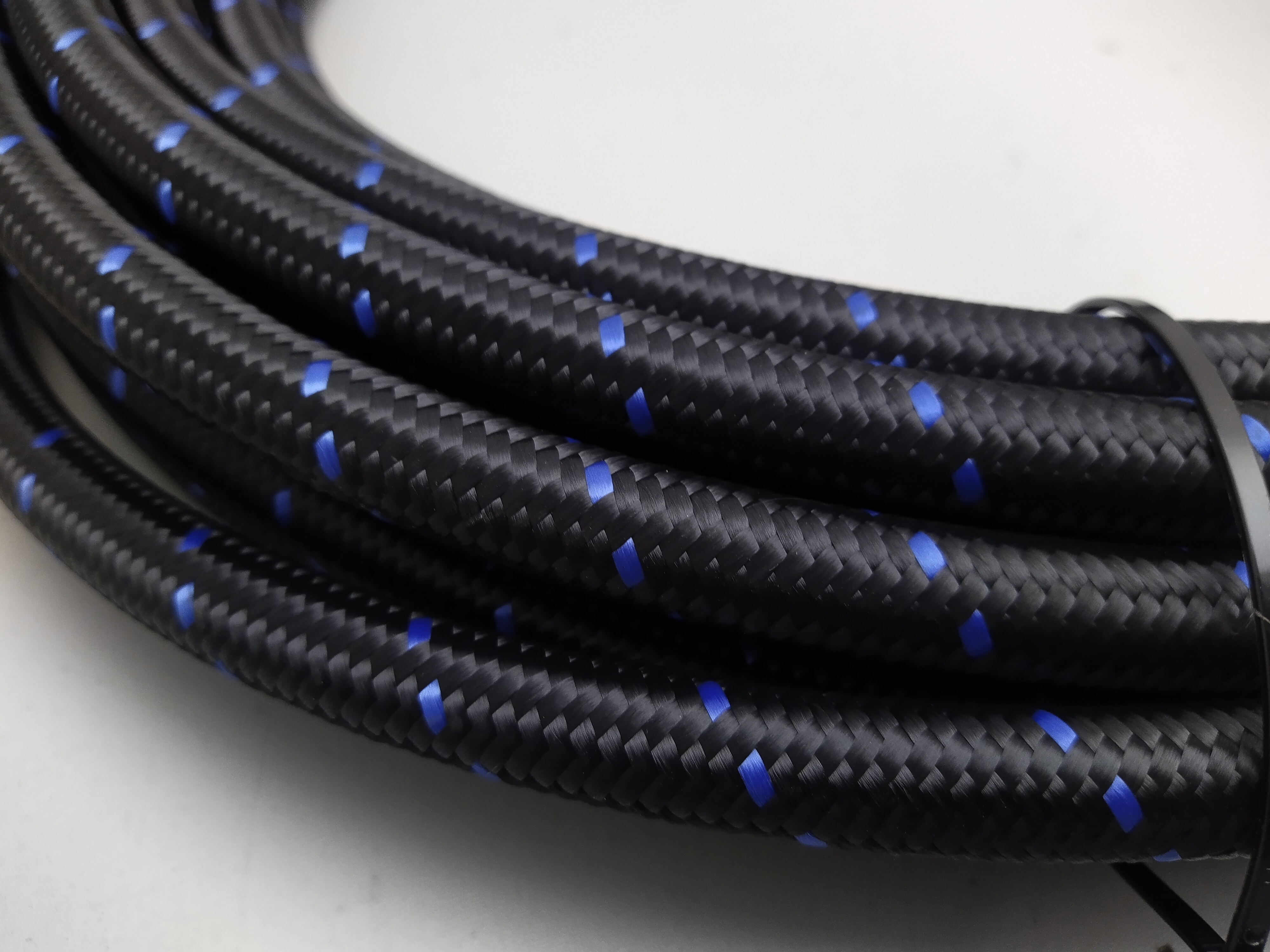 NBR Nylon Stahlflexleitung Dash 06 AN6 schwarz mit blauer Naht