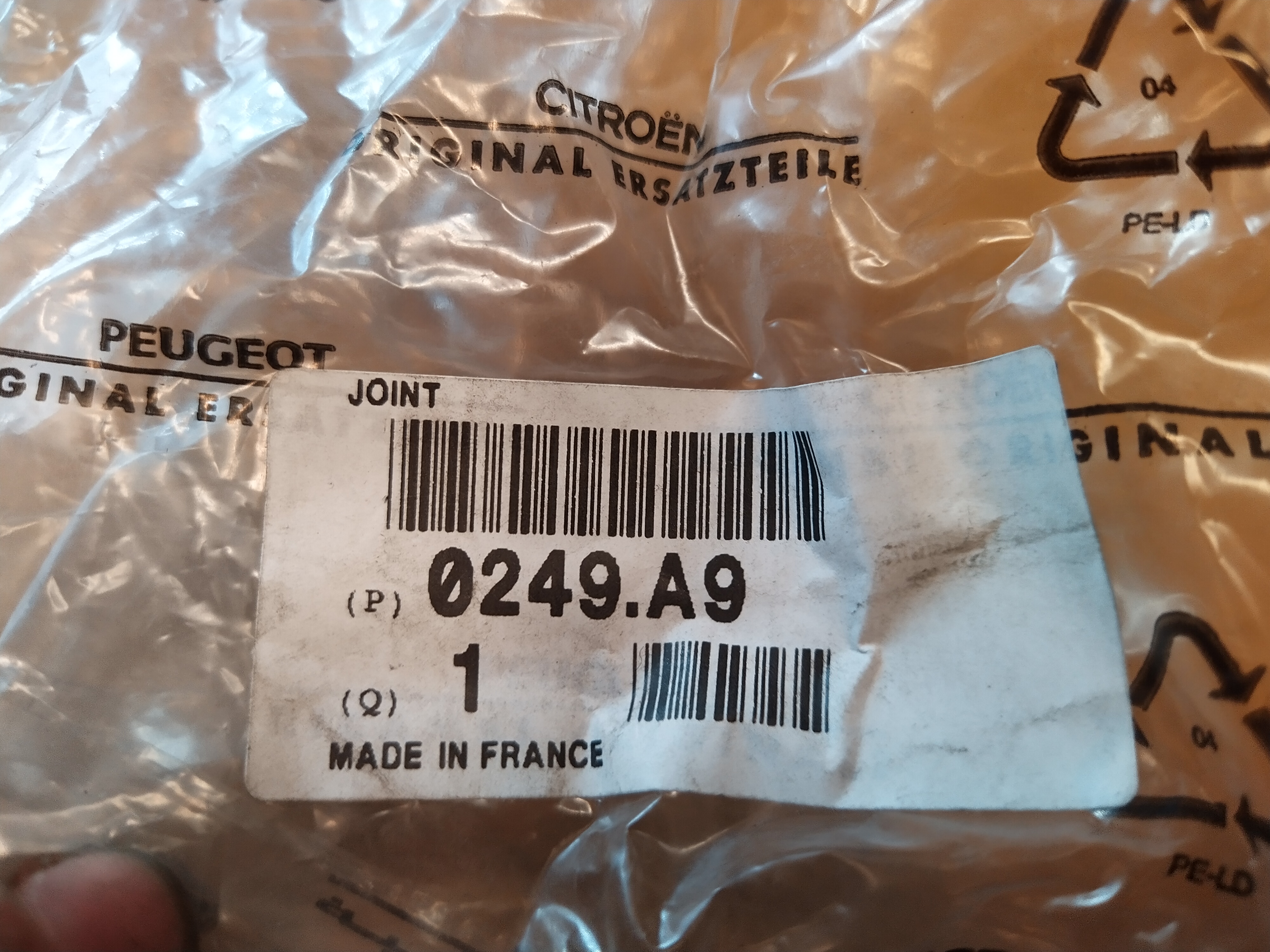 Citroen / PEUGEOT 1.6 16V Ventildeckeldichtung 0249A9 NEU NOS